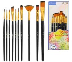 Кисти Нейлон  Ассорти   /набор  10шт./   7157/7156  на  блистере