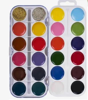 Краски  24цв.  (22цв + золото + серебро)