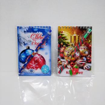 Блокнот     НОВЫЙ ГОД   А6 спираль  + ручка + резинка