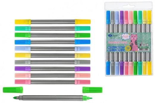 Фломастеры Двухсторонние 10цв.  7108