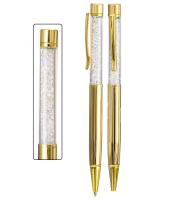 Ручка  подароч. 105,00  Прозрачные  шарики золотой корпус  4334